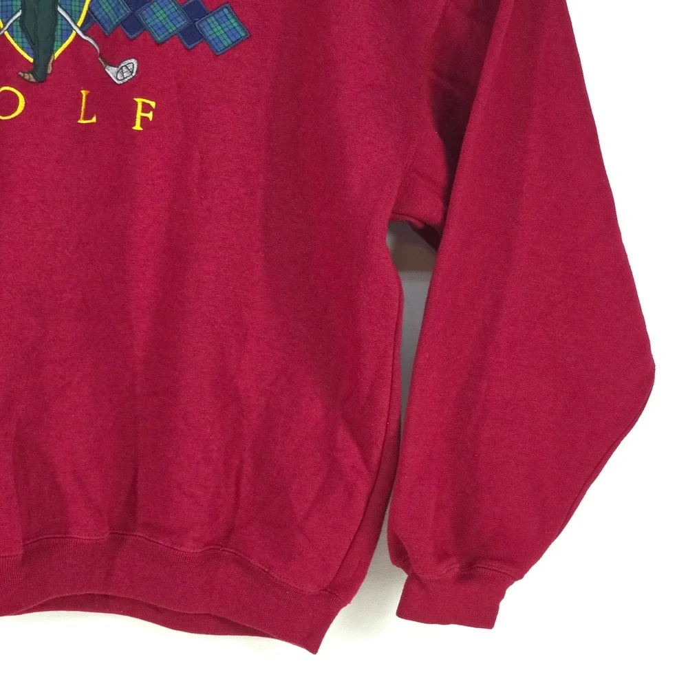 Ivy Club Classics Golf Crewneck‎ Mens XL Maroon 90s Embroidered Retro Throwback